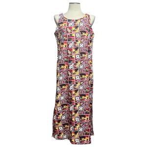 Kad Creations Sleeveless Midi Dress Made in Hawaii Red Blue Black Yellow Large